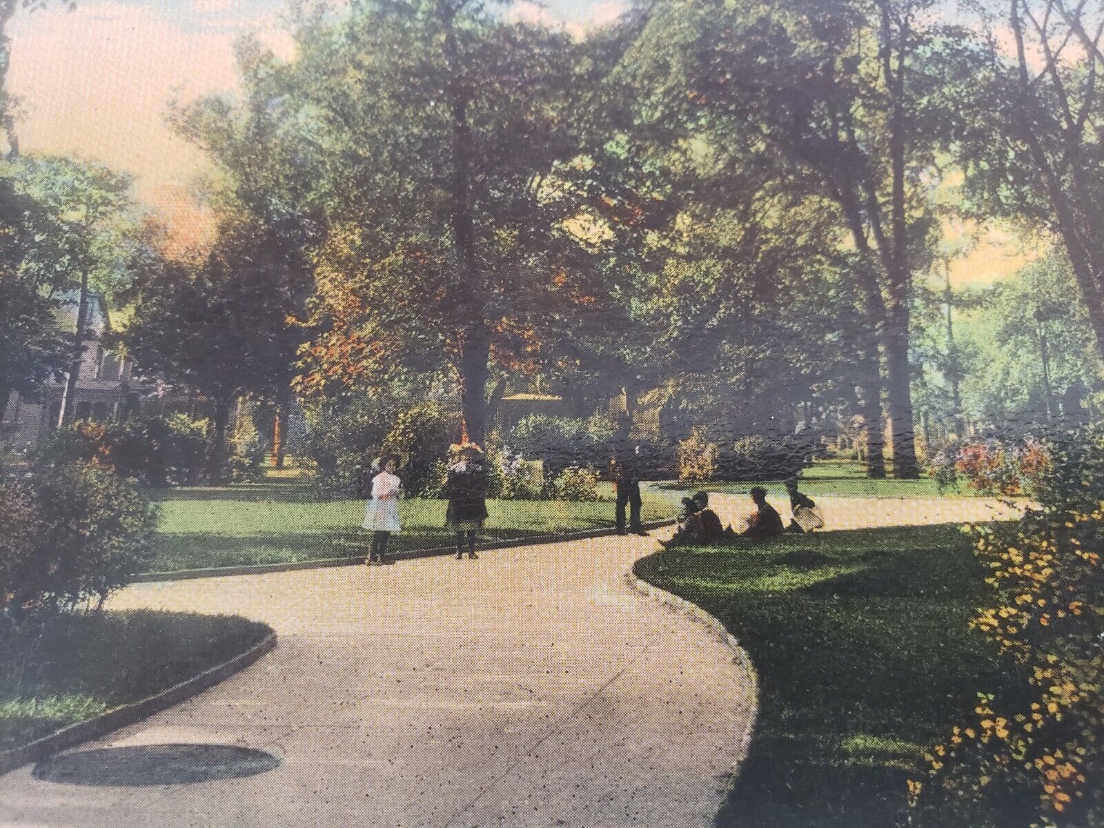 C 1913 Franklin Square People Strolling in the Park Rochester NY DB Postcard
