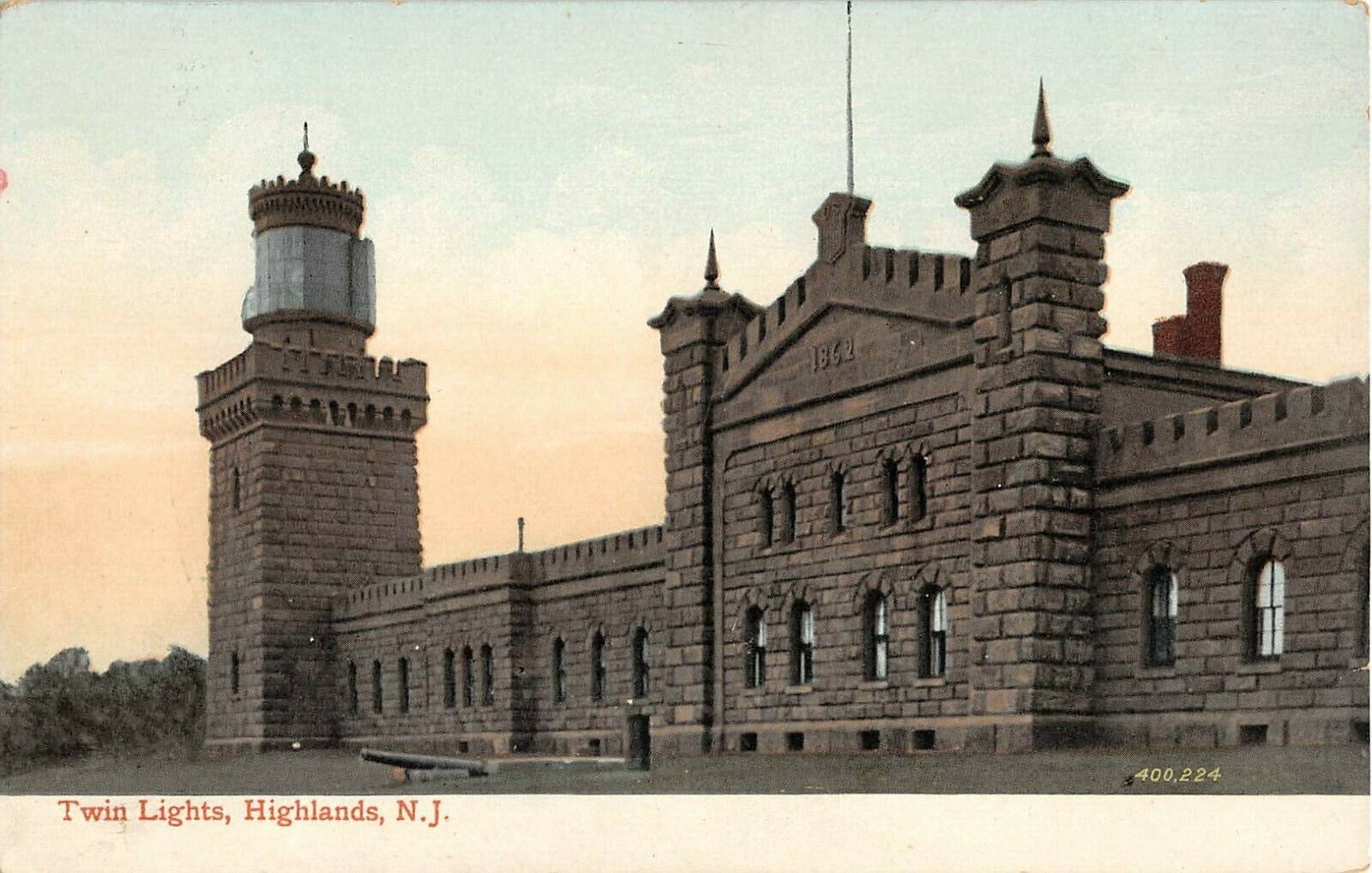 c.1908 Twin Light Houses Highlands NJ post card