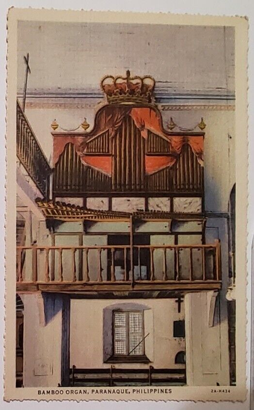 1932 Bamboo Organ Paranaque Philippines Linen Postcard Photo Souvenir 2A-H434