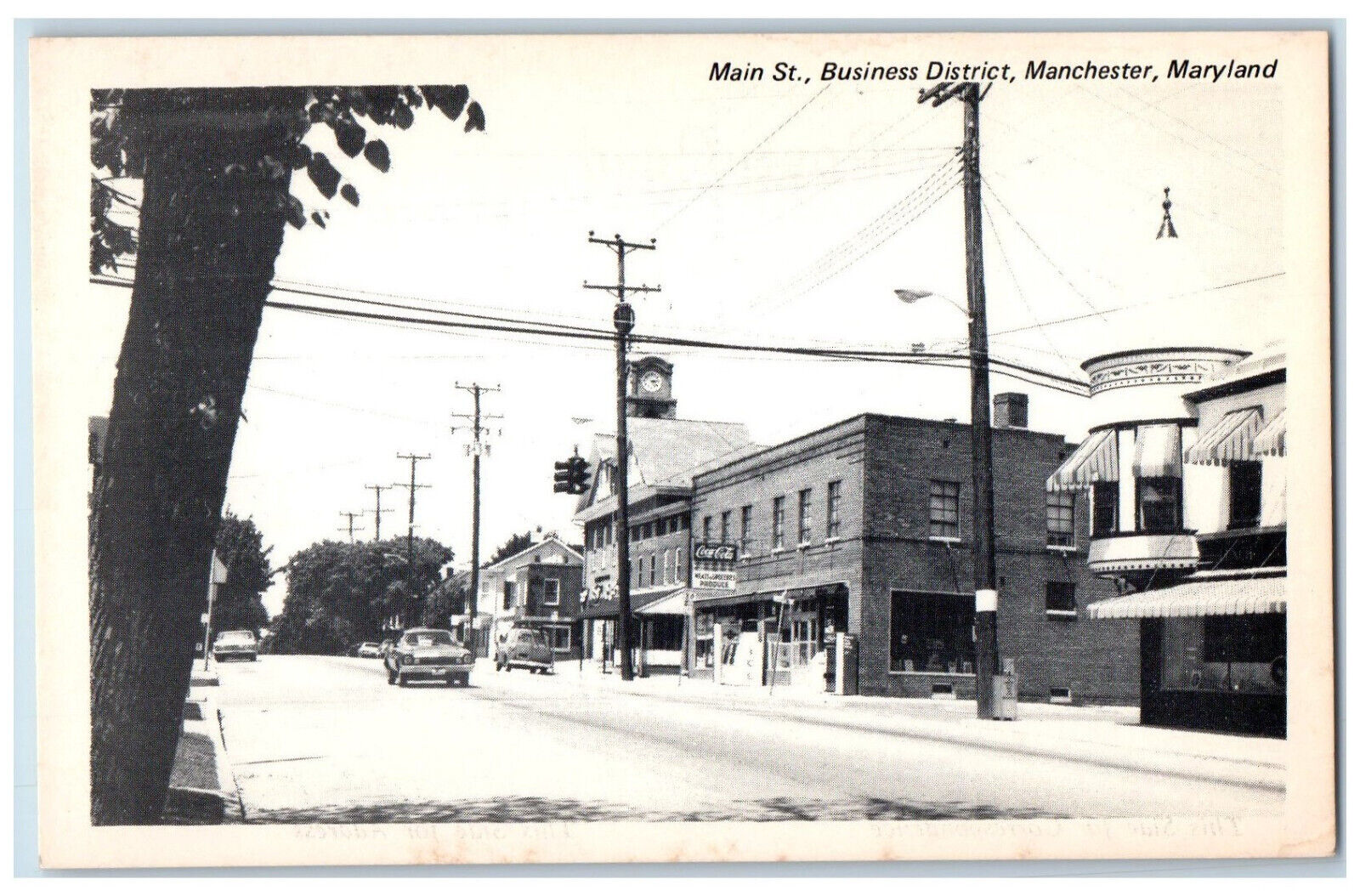 c1950's Main Street Business District Manchester Maryland MD Postcard
