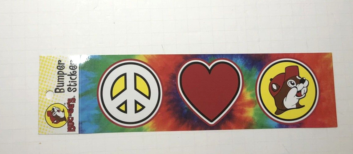 Buc-ee\'s Bumper Sticker Advertising Logo -Peace Love Buc-ee\'s - Tie-Dye - New