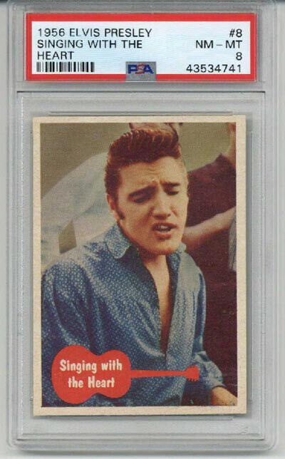 1956 TOPPS BUBBLES ELVIS PRESLEY #8 SINGING WITH THE HEART PSA 8 CENTERED NM-MT