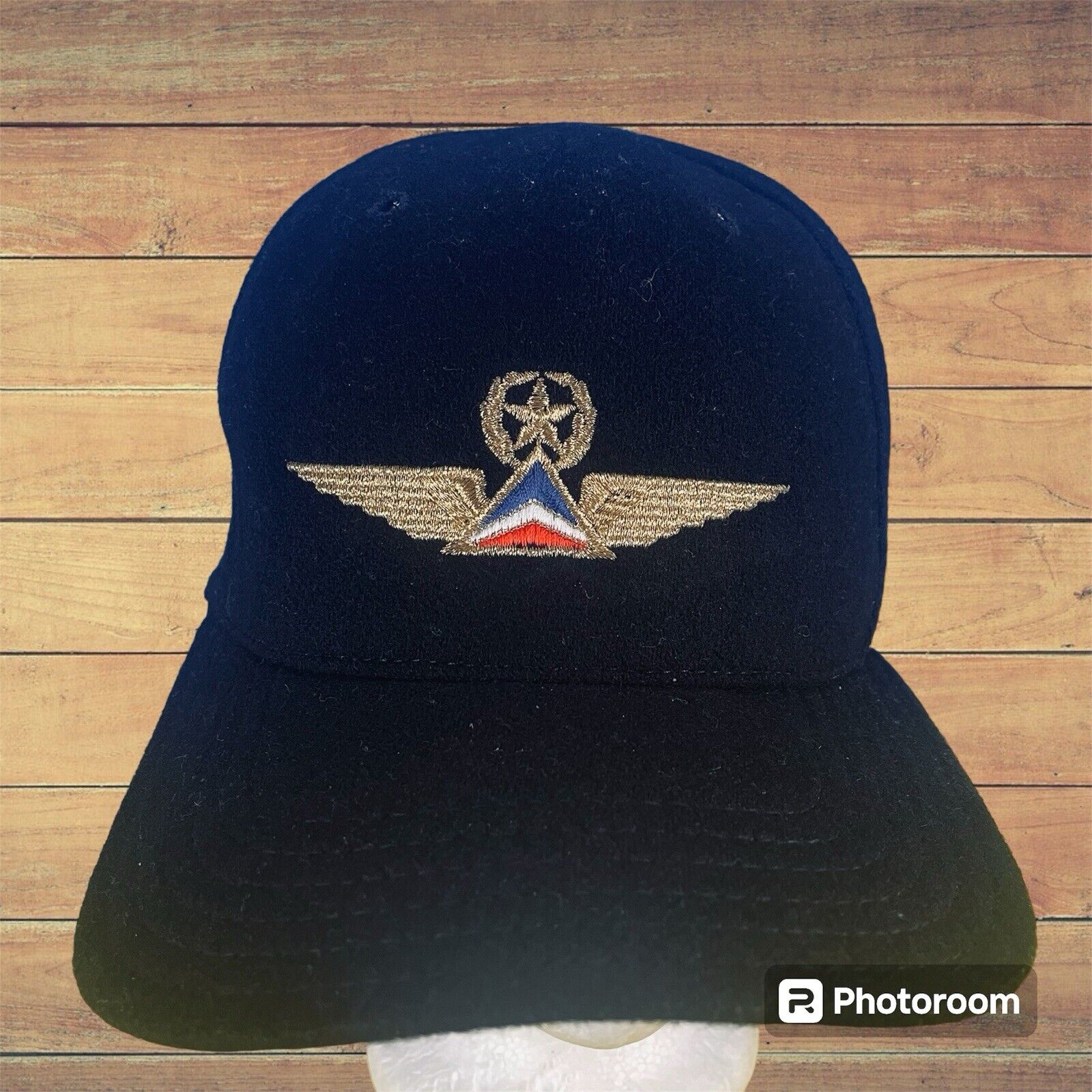 Vintage Delta Airlines Pilot (V. LLOYD) Wings Embroidered Snapback Hat Cap Sz L