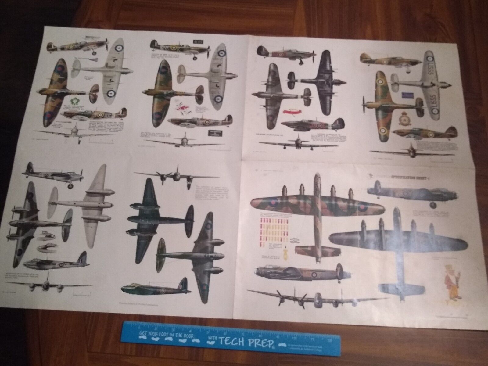Vintage Aircraft Poster- Famous Aircraft profiles and Specifications (22-429L)
