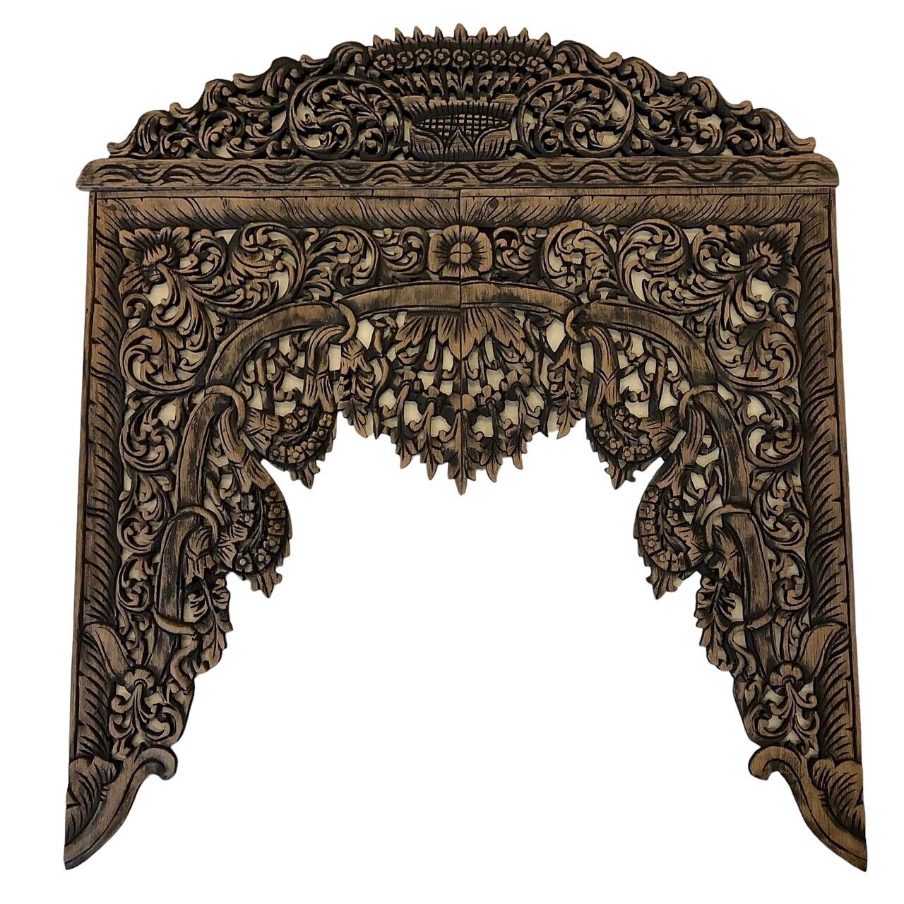 Wood Carving Entrance Gate Decoration Antique Style Art Wall Hanging Home Decor