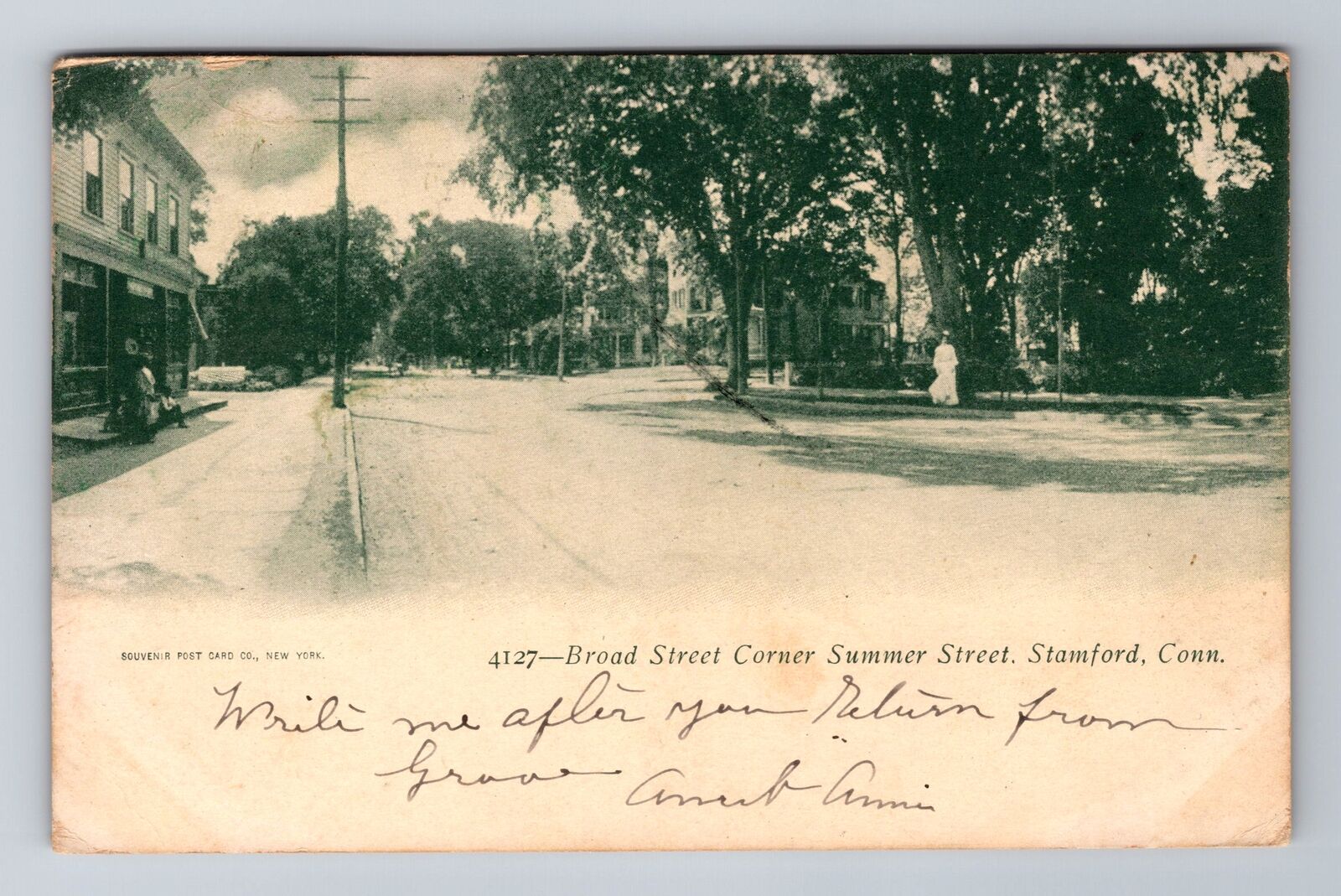 Stamford CT-Connecticut, Broad St Corner Summer Street Souvenir Vintage Postcard