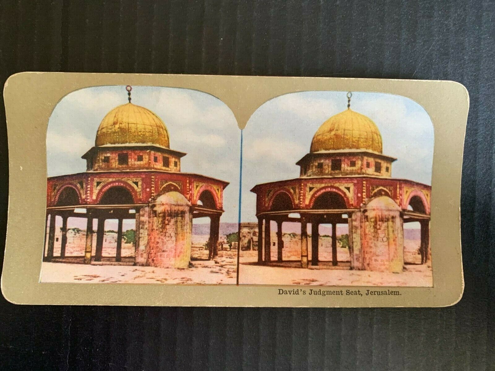 circa 1900 David\'s Judgement Seat Jerusalem Stereoview Card