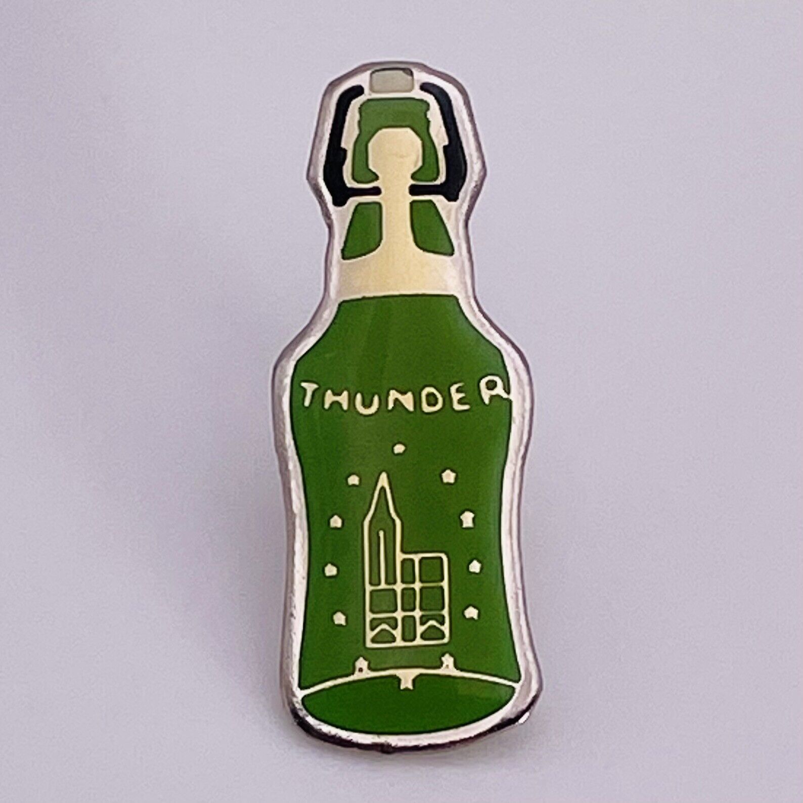 Imported Thunder Flip-Top Beer Enamel Pin - Lapel - Bartender Bling - Nice