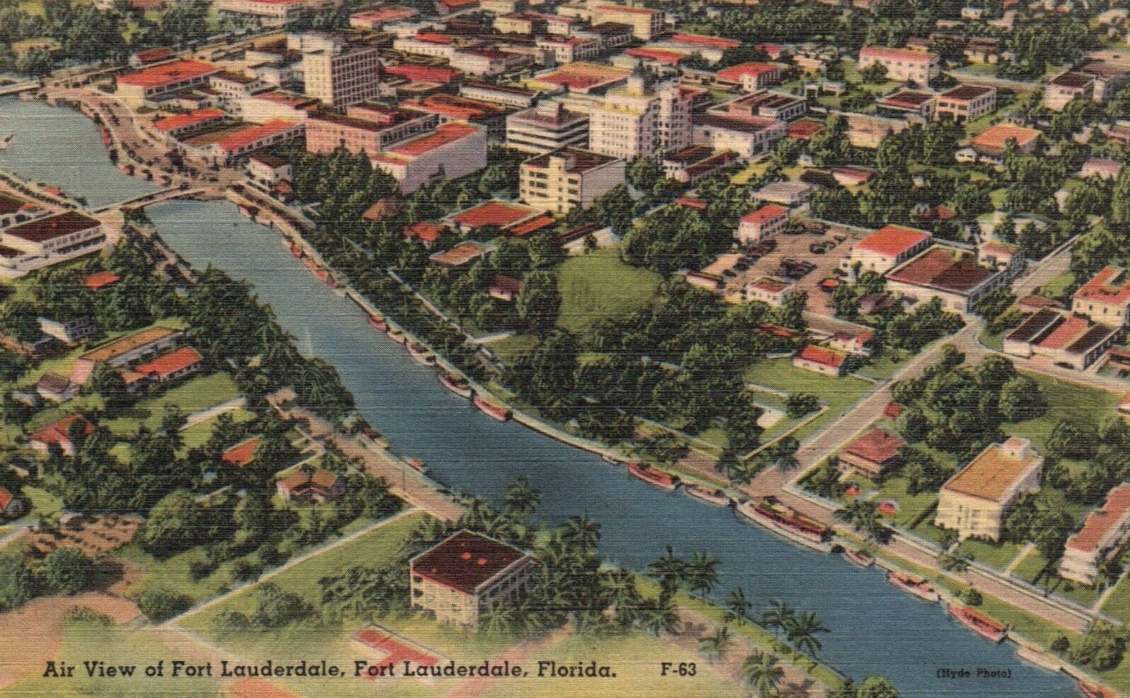 Postcard FL Fort Lauderdale Aerial View Florida 1947 Linen Vintage PC G4319