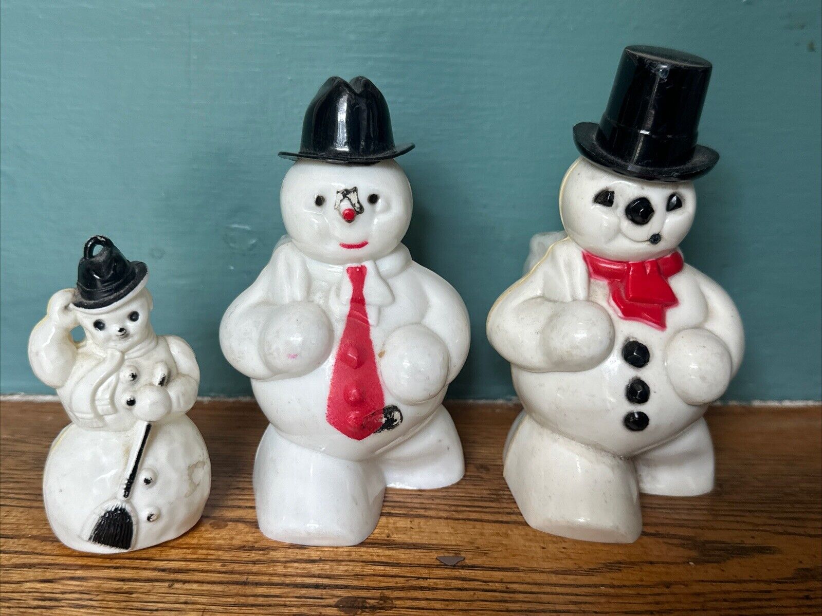 vtg 1950\'s Rosbro Rosen Christmas Snowman Candy Container ORIGINAL Lot
