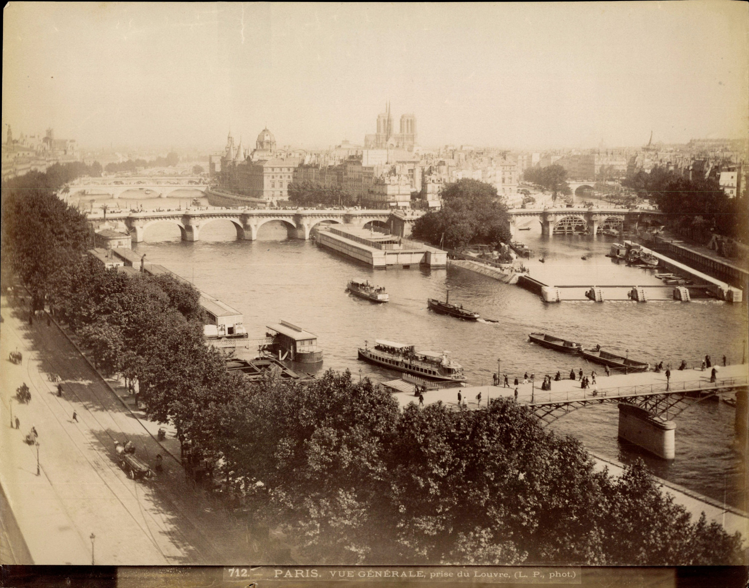France, Paris, general view taken of the Louvre, L.P Phot. Vintage Print, Print 