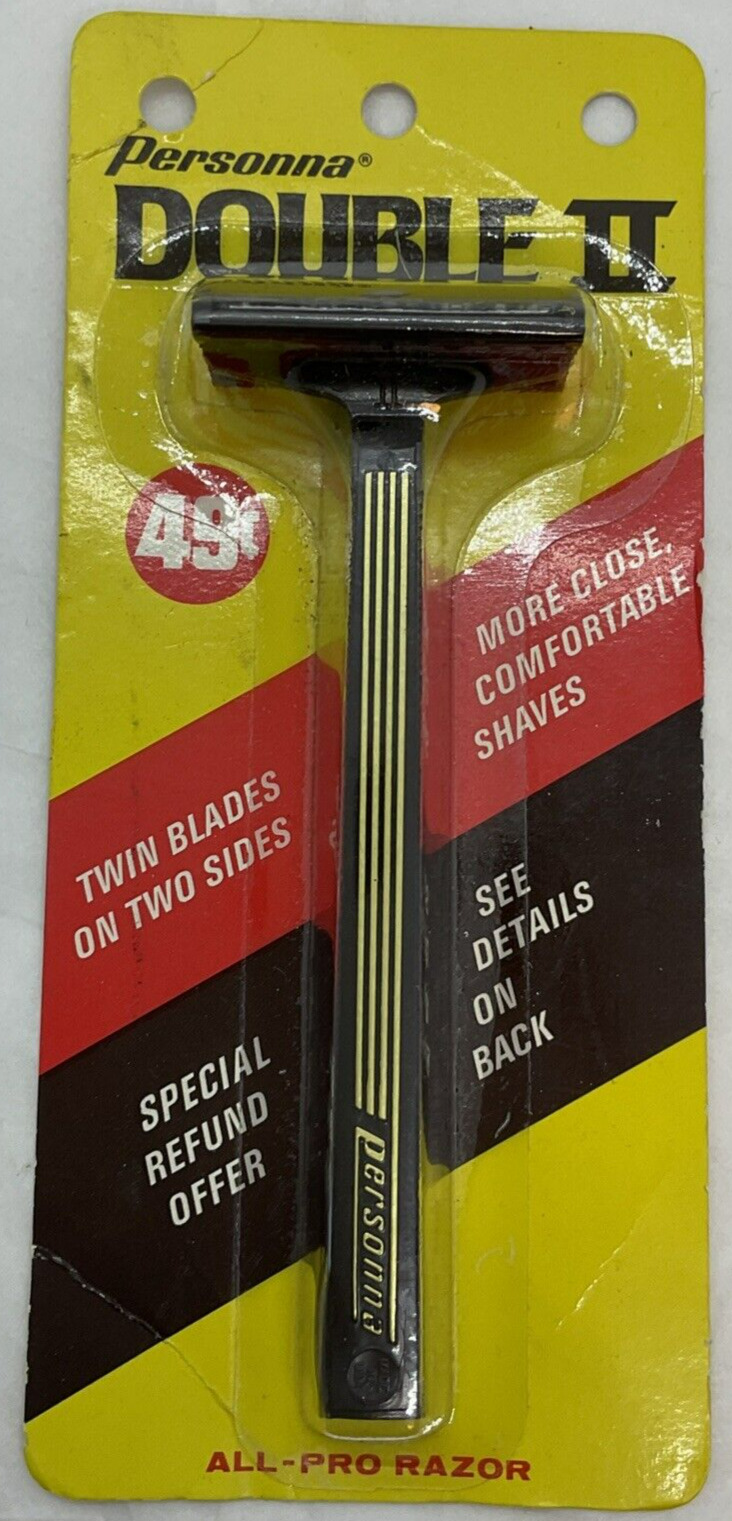 Vintage NOS Personna Double II Razor 2 Blades On 2 Sides Philip Morris American