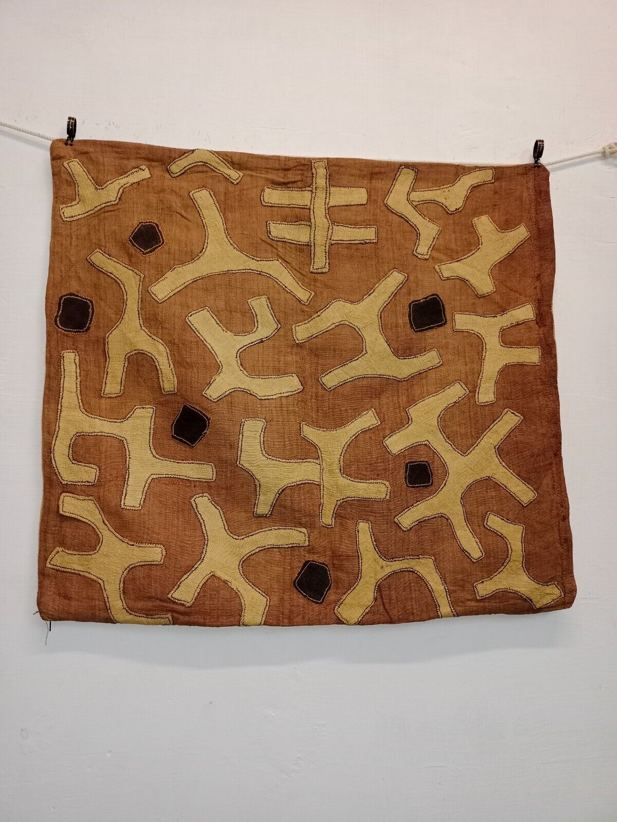 Antique Hand Woven Rare Kuba African Raffia Congo Traditional Cloth Textile