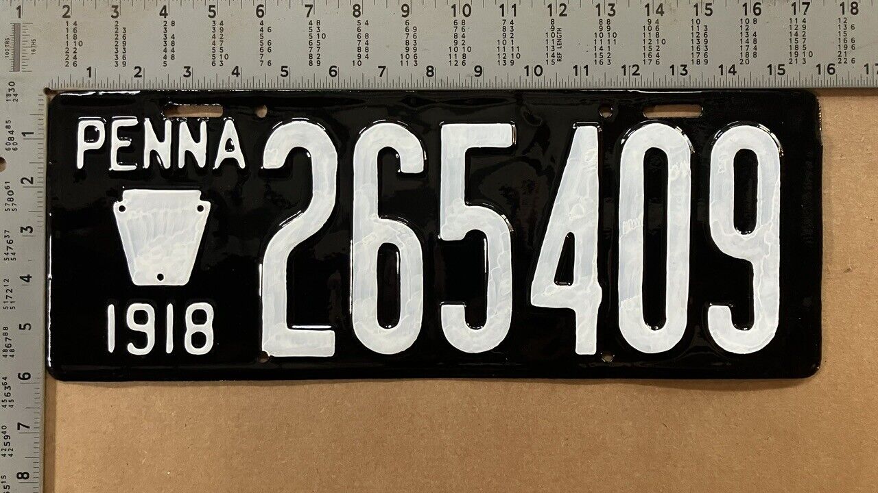 1918 Pennsylvania license plate 265409 YOM DMV over a century old 16592