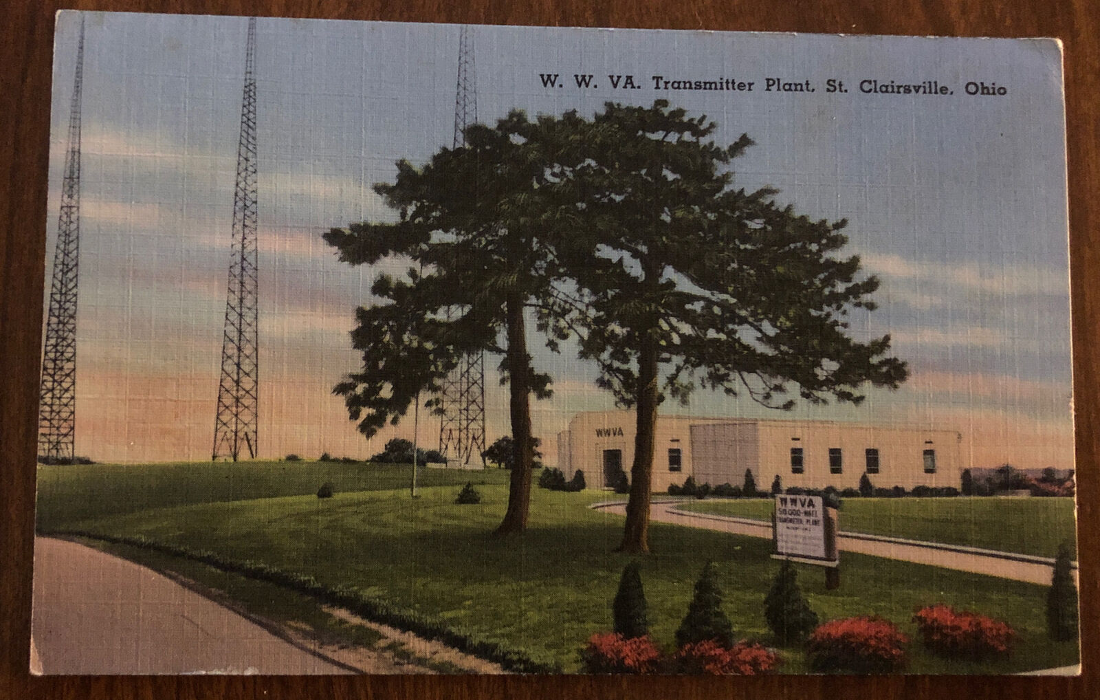 St Clairsville Ohio, W W VA Transmitter Plant, Vintage Linen Postcard PM 1949