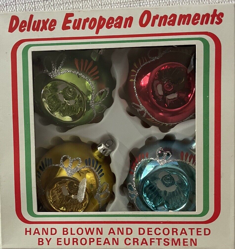 Vintage European Deluxe Ornament Bulbs Set Of 3 - Read Description