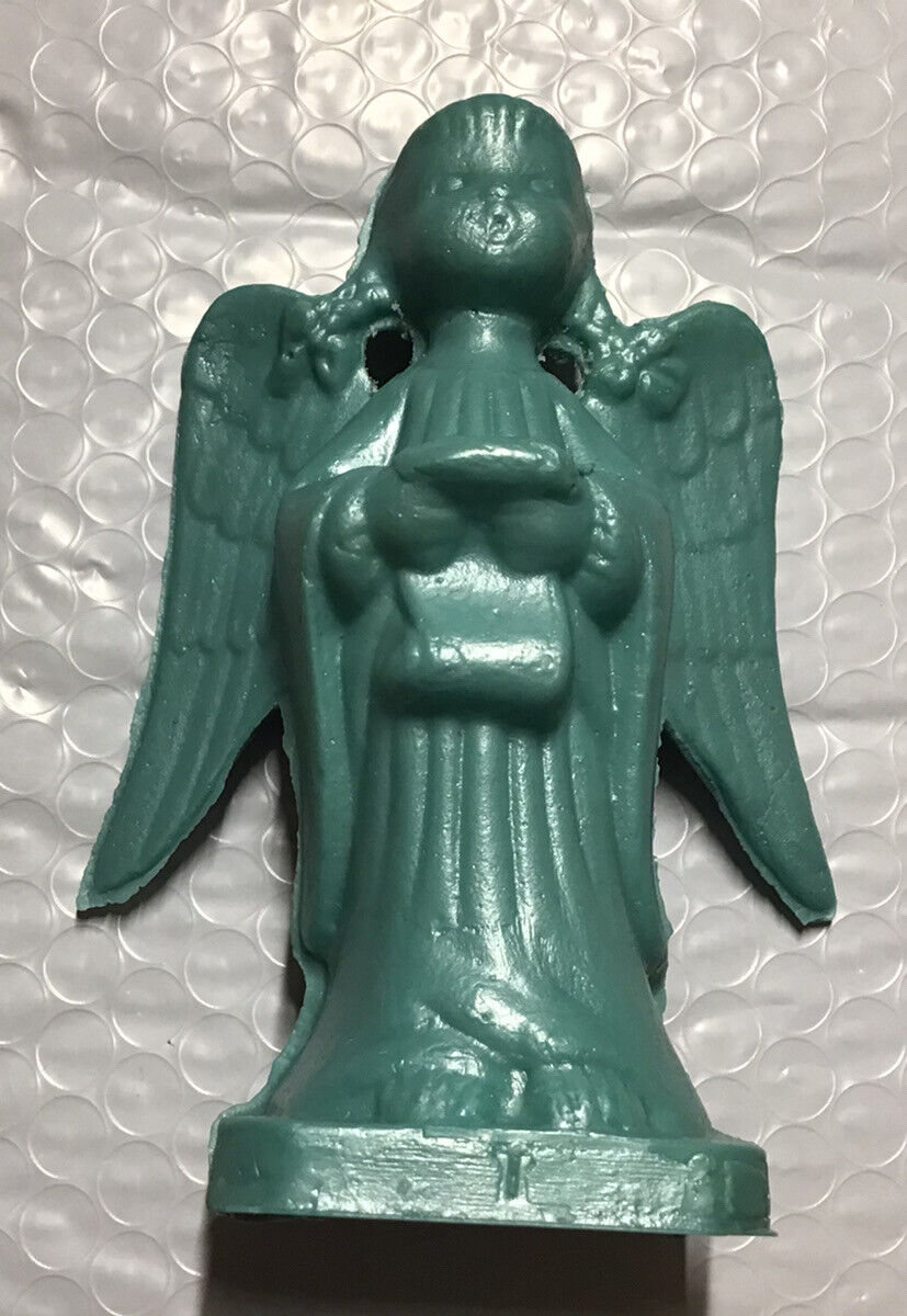Vtg. Mold A Rama Christmas Singing Angel Green Wax Figure