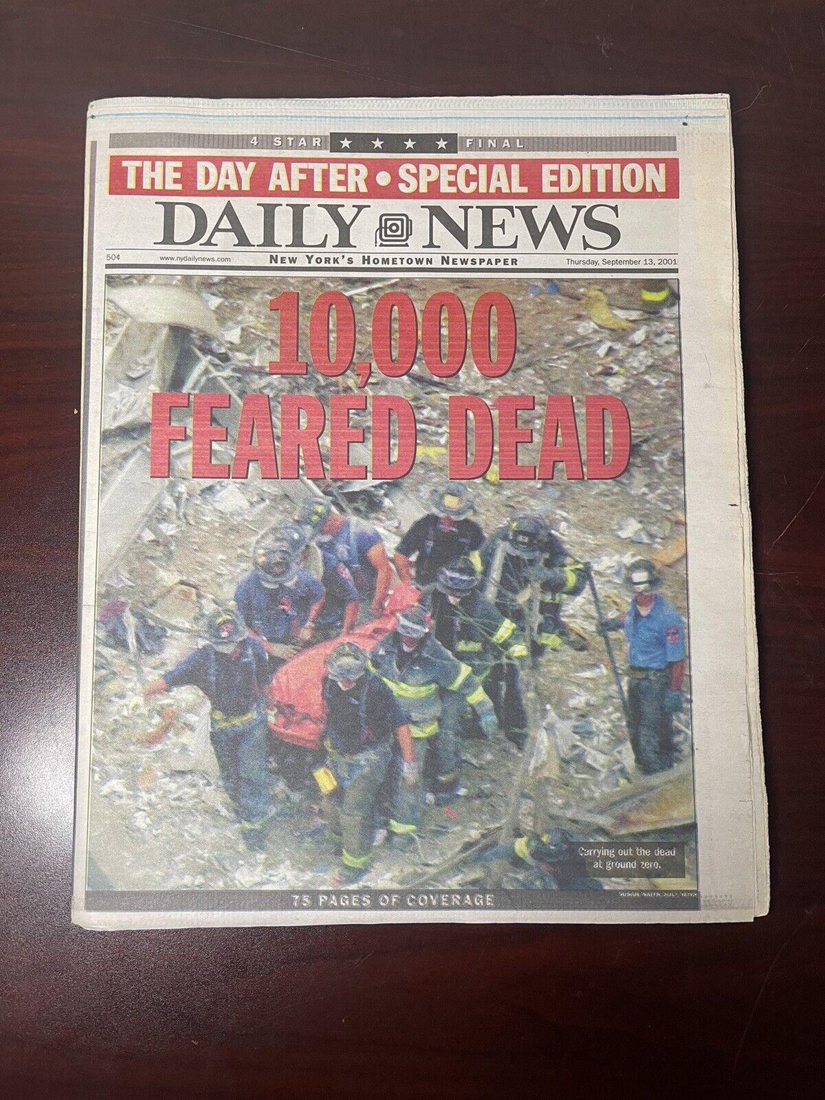 New York Daily News 9/13/2001 10000 Feared Dead