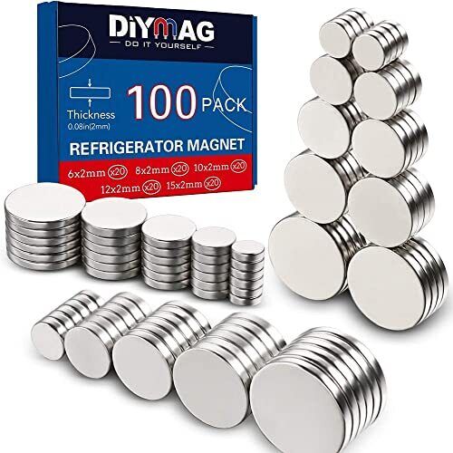 Refrigerator Magnets 100Pcs 5 Different Size Small Magnets Tiny Round Disc Fr...