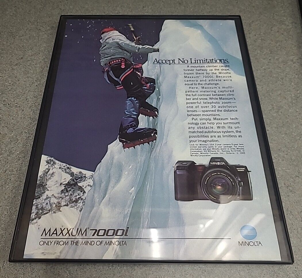 Minolta Camera 7000i 1989 Print Ad Framed 8.5x11 Wall Art 