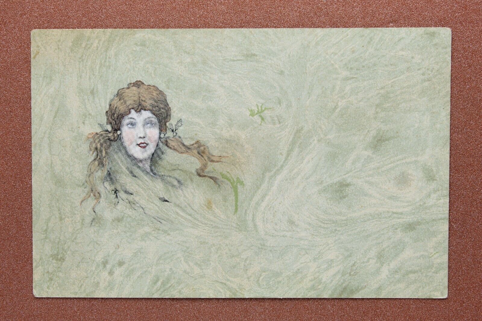 Antique postcard 1909s by R. Kirchner? Phantasmagoria Nymph Mermaid Naiad Witch