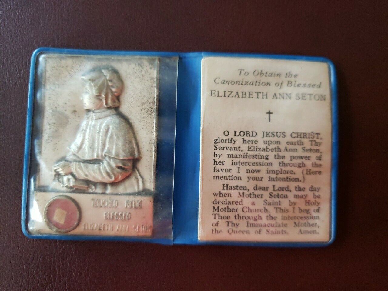 St. Elizabeth Ann Seton Touched Relic In Plastic Case
