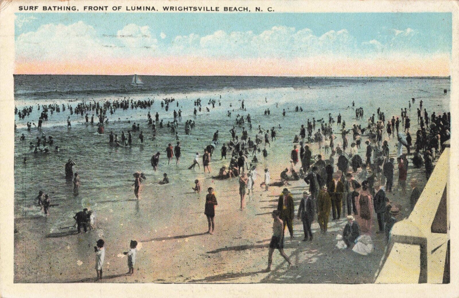 Surf Bathing front of Lumina Wrightsville Beach North Carolina NC c1920 Postcard