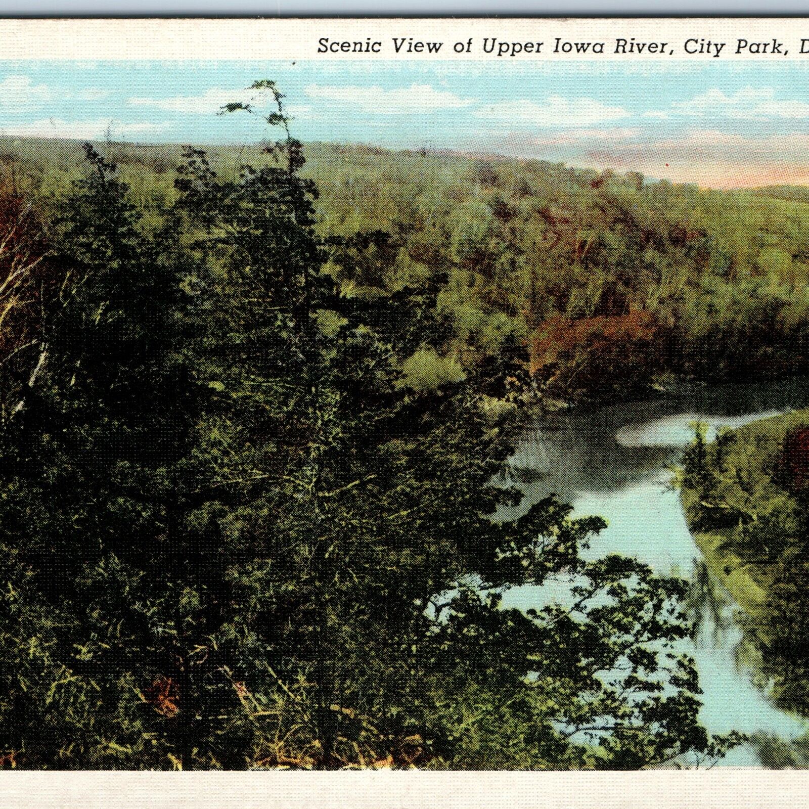 c1940s Decorah, IA Scenic Nature Upper Iowa River Rosenthal Teich Linen PC A250