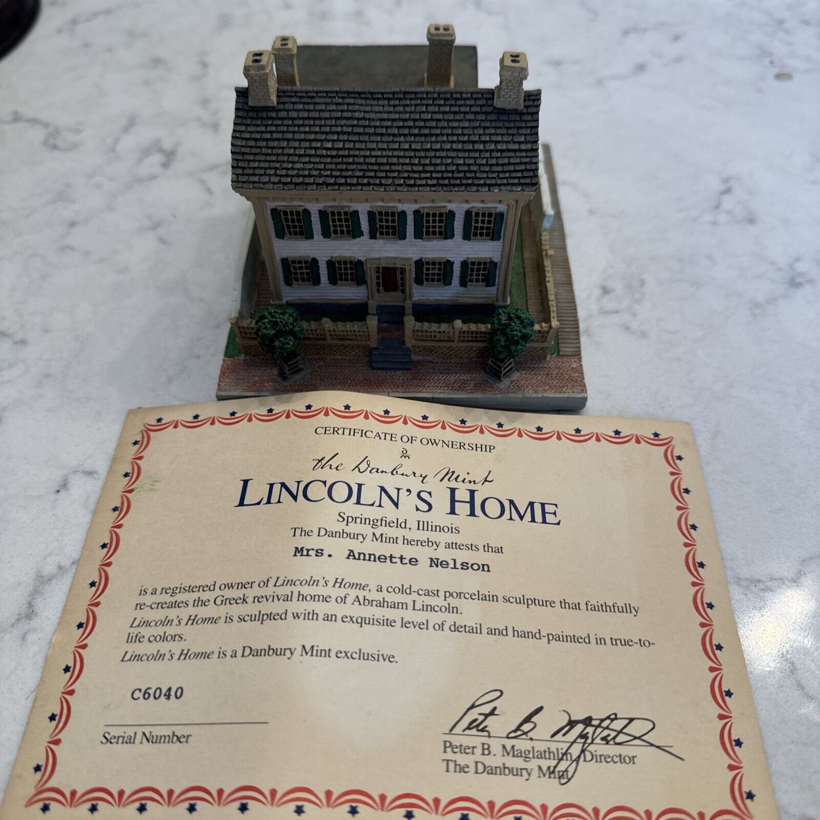 Danbury Mint Homes Of The President\'s Lincoln Home Springfield Illinois W/ COA