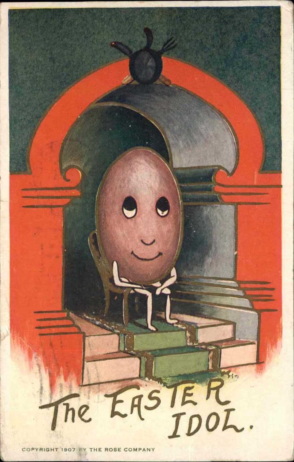 Rose Co. Easter Metamorphic Fantasy Egg with Eyes c1910 Vintage Postcard