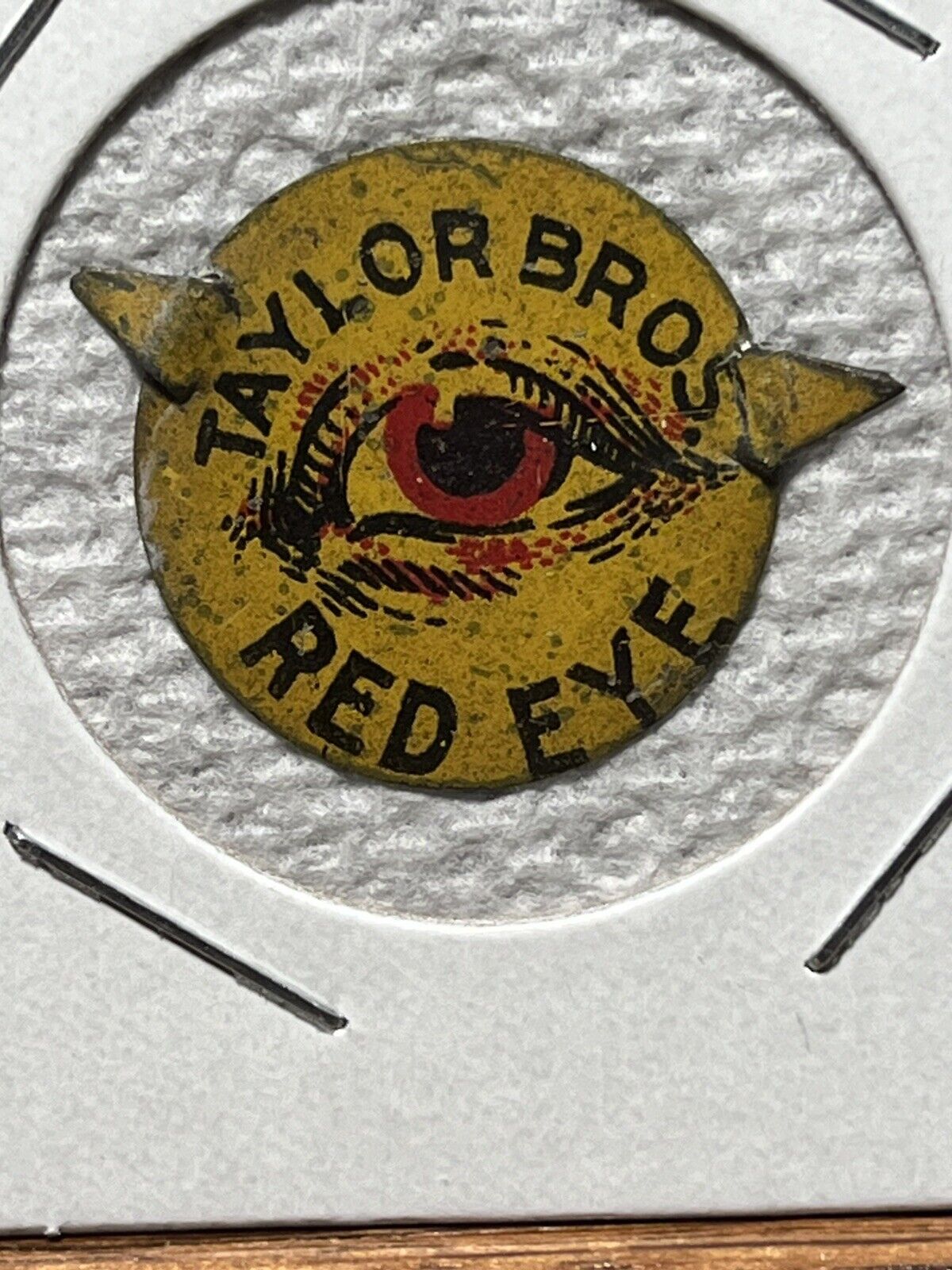 Red Eye vintage tin tobacco tag