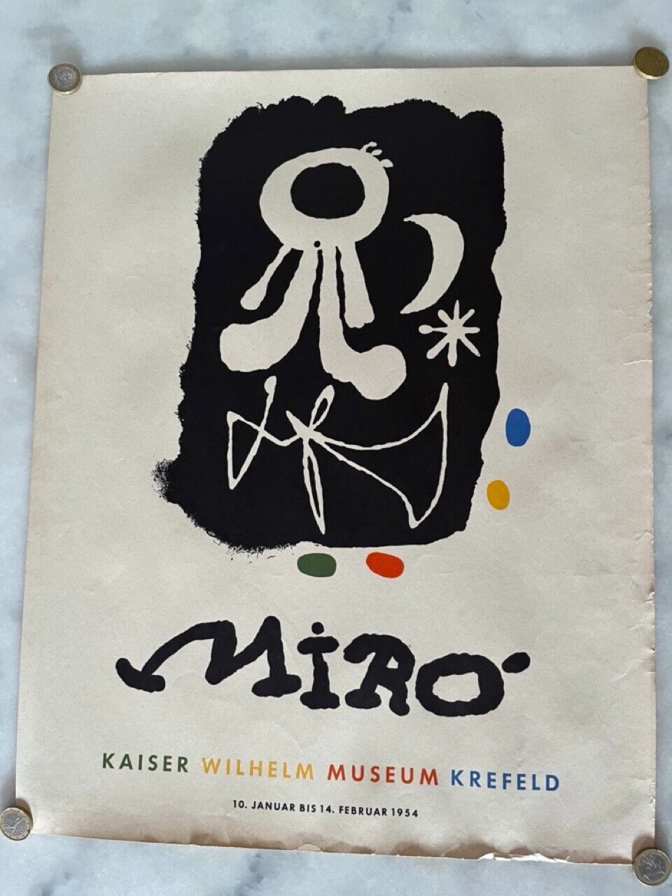 Vintage poster Miro, Kaiser Wilhelm Museum Krefeld, 1954 - 50.5 x 40 cm
