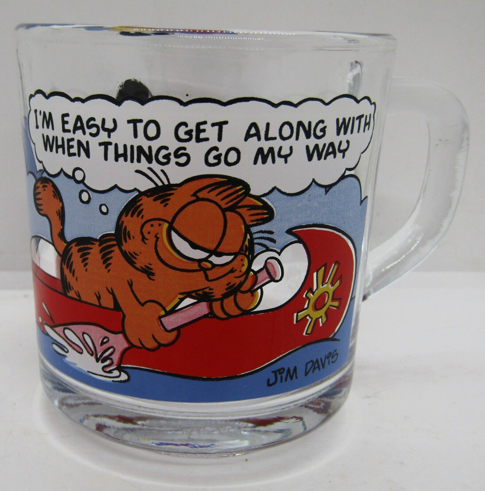 Vintage 1978 Garfield McDonalds Clear Glass Coffee Mug Cup Jim Davis My Way