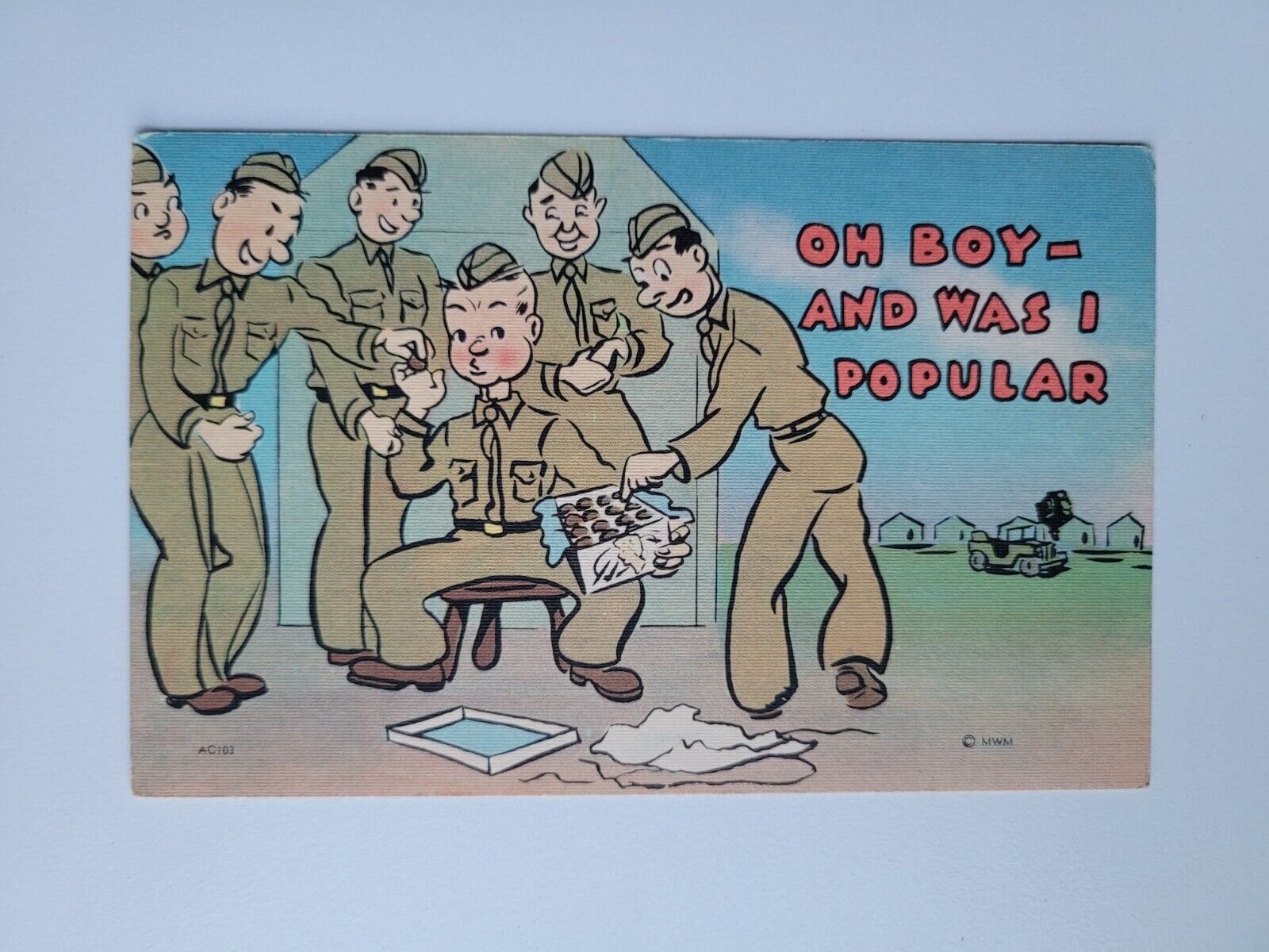 Vintage Postcard WWII USA Military Army Comic Humor Linen c1940s Funny 