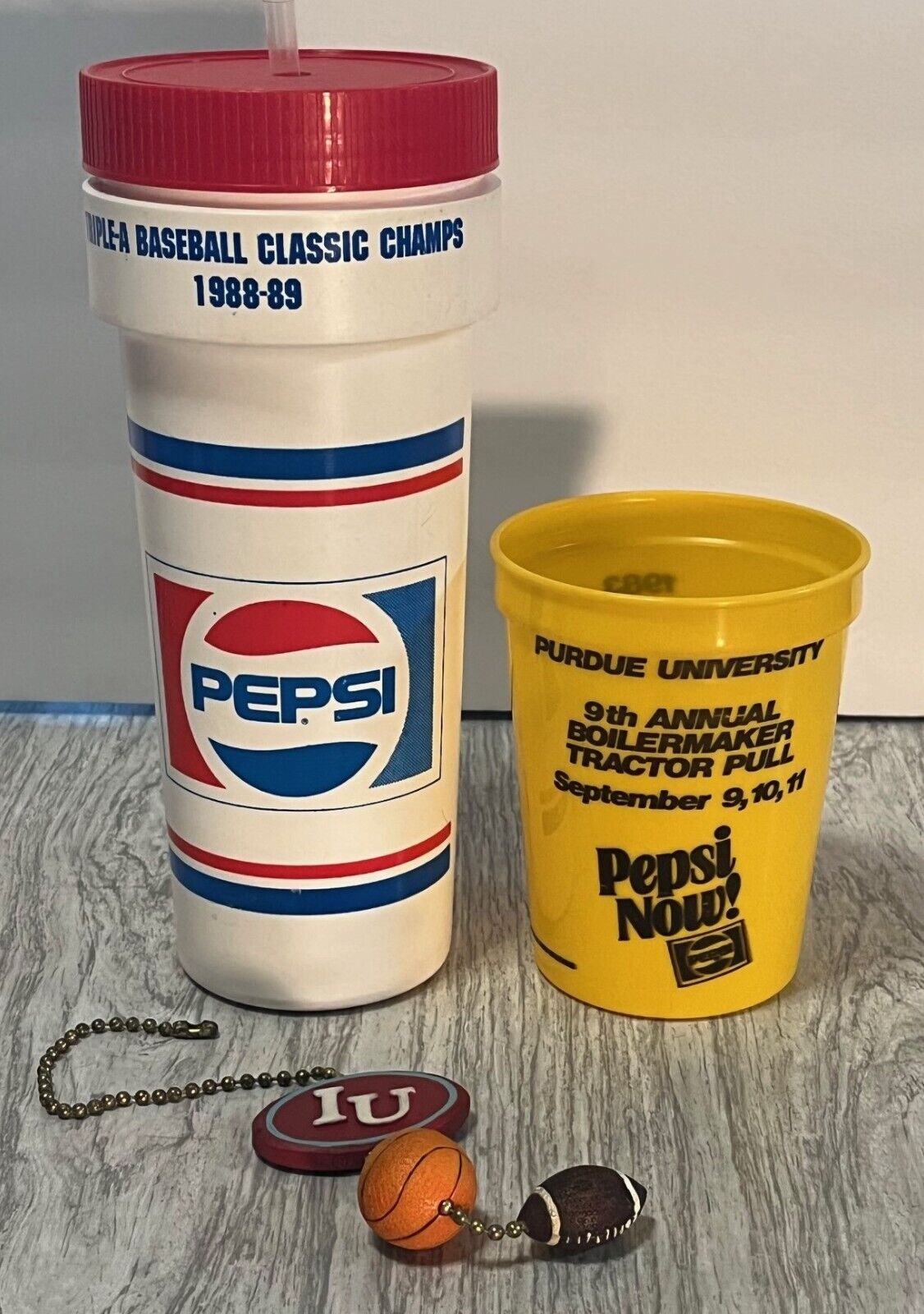 PEPSI INDIANAPOLIS INDIANS BOTTLE   IU PULL CHAIN   PURDUE CUP