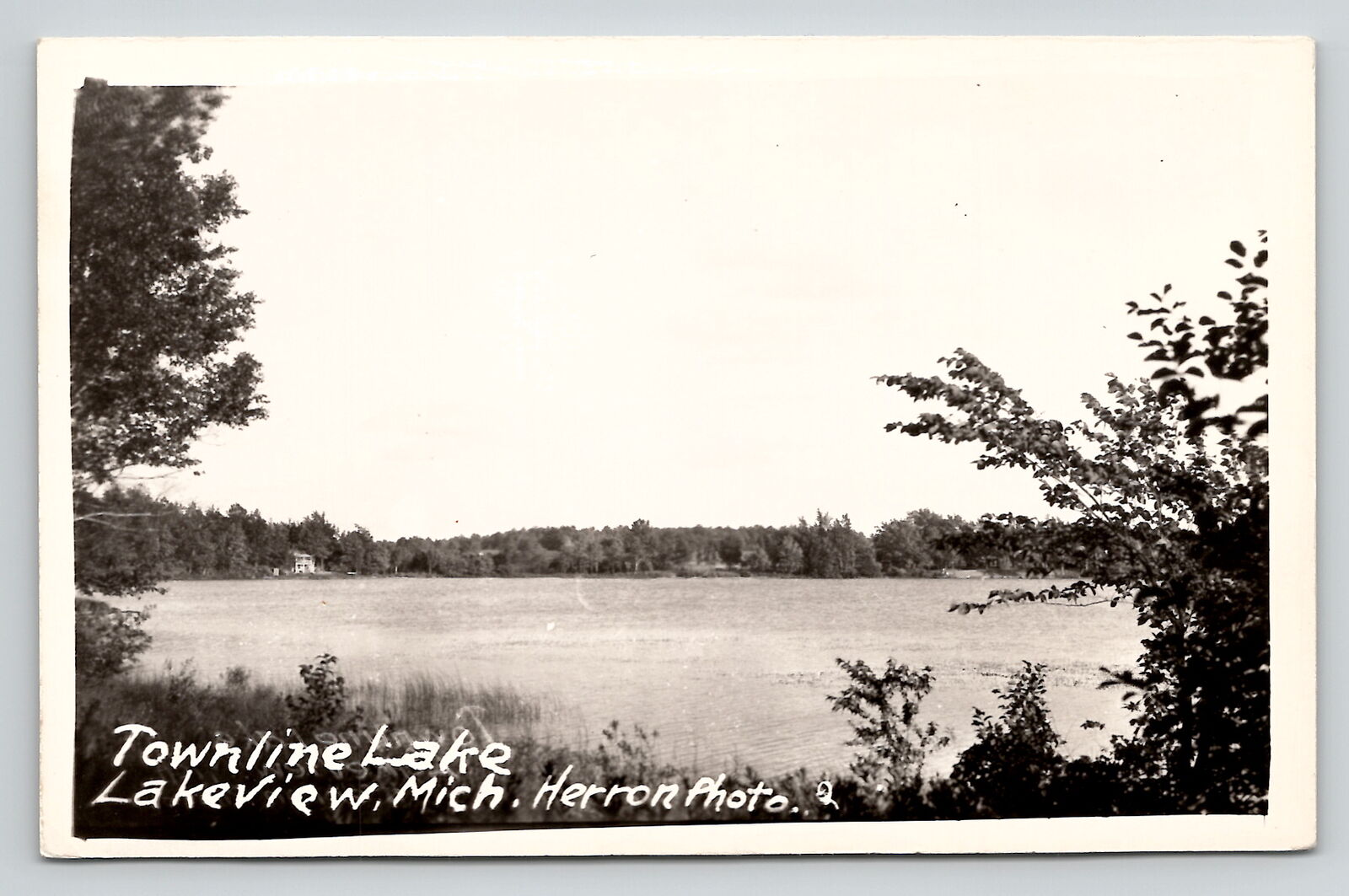 Postcard Michigan RPPC Lakeview MI Townline Lake Vintage Herron Photo Unposted 