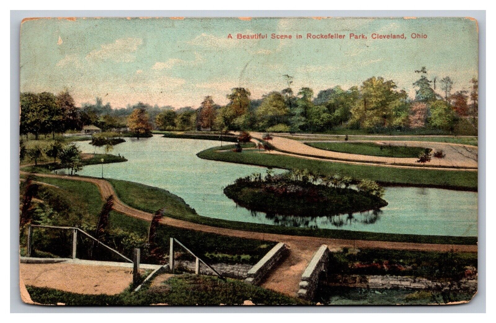 Cleveland, OH, Ohio, Rockefeller Park Scene, Vintage Postcard Posted 1908