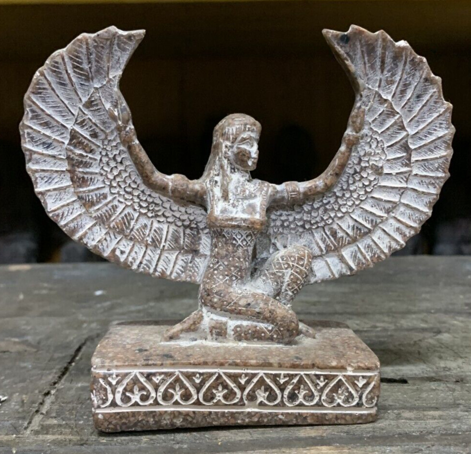 RARE ANCIENT EGYPTIAN ANTIQUITIES Statue Goddess Isis With Open Wings Pharaonic