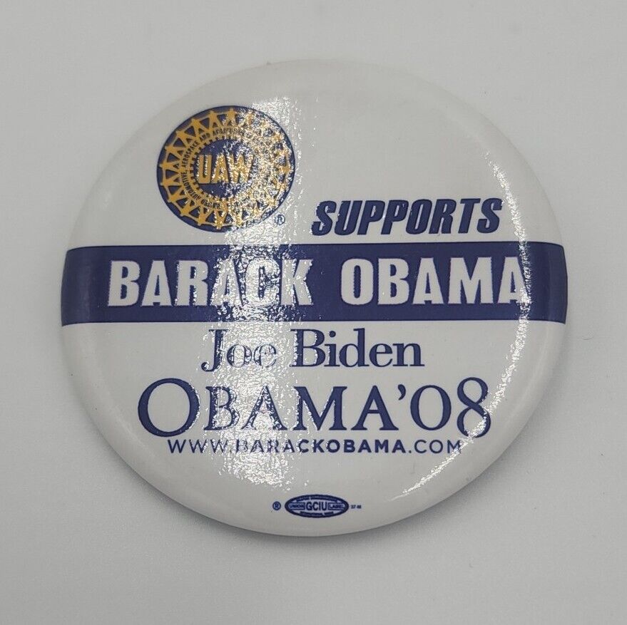 UAW for Obama 2008 Official Button United Auto Workers