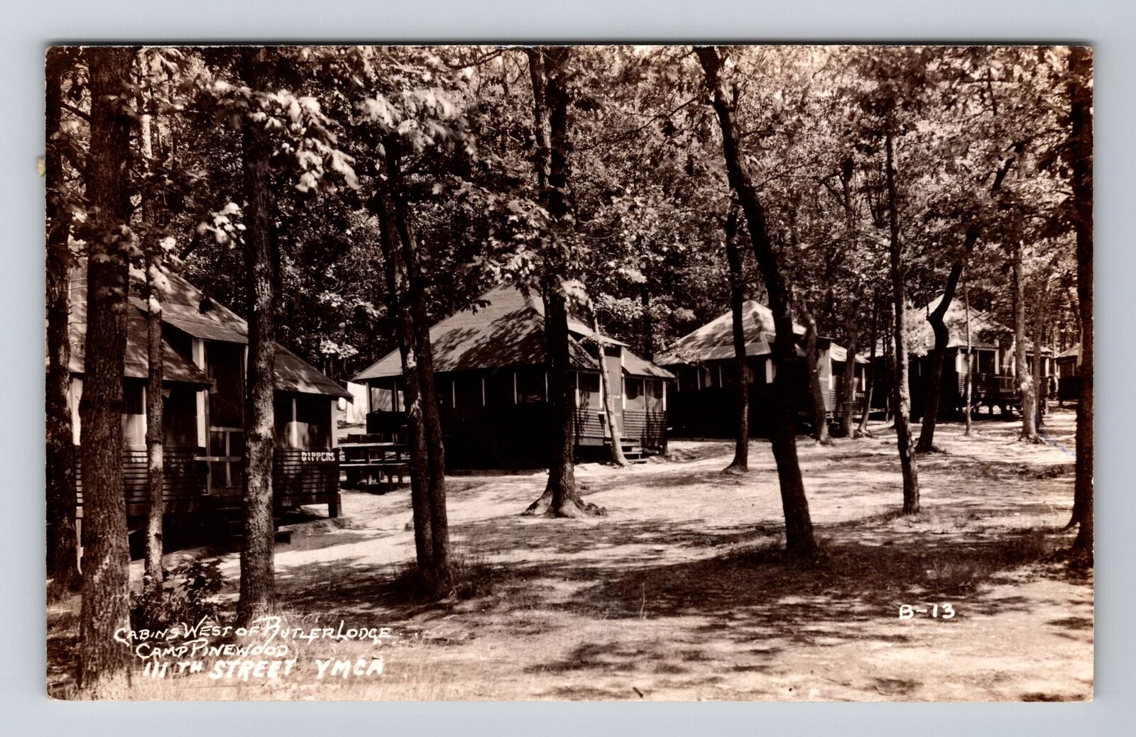 Twin Lake MI-Michigan RPPC Camp Pinewood Cabins Real Photo 1951 Old Postcard