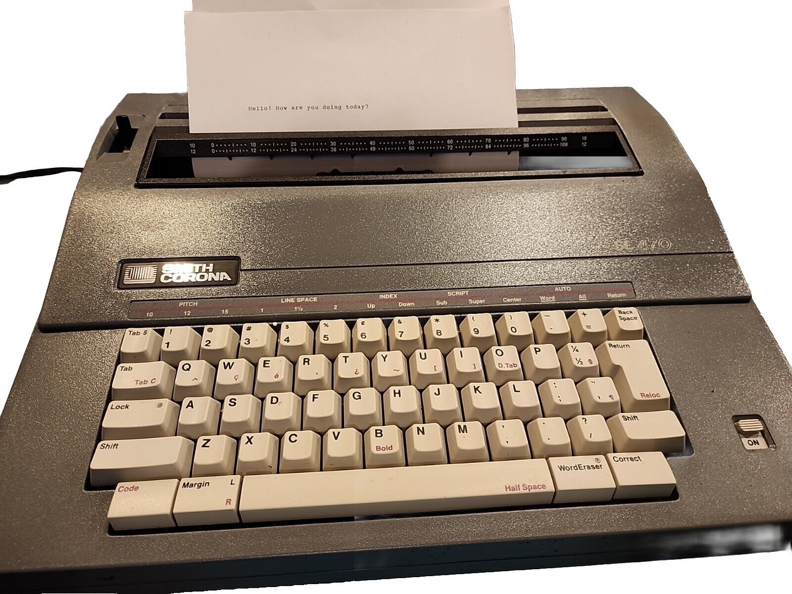 Working Vintage Smith Corona Electric Portable Typewriter Model #SL460 w/Cover *