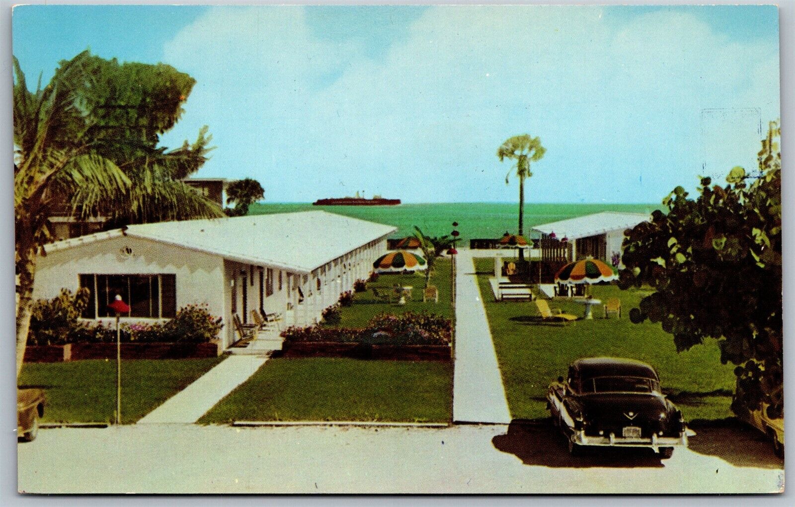 Vtg Pompano Beach Florida FL The Sea Grape Motel 1950s Old Chrome Postcard