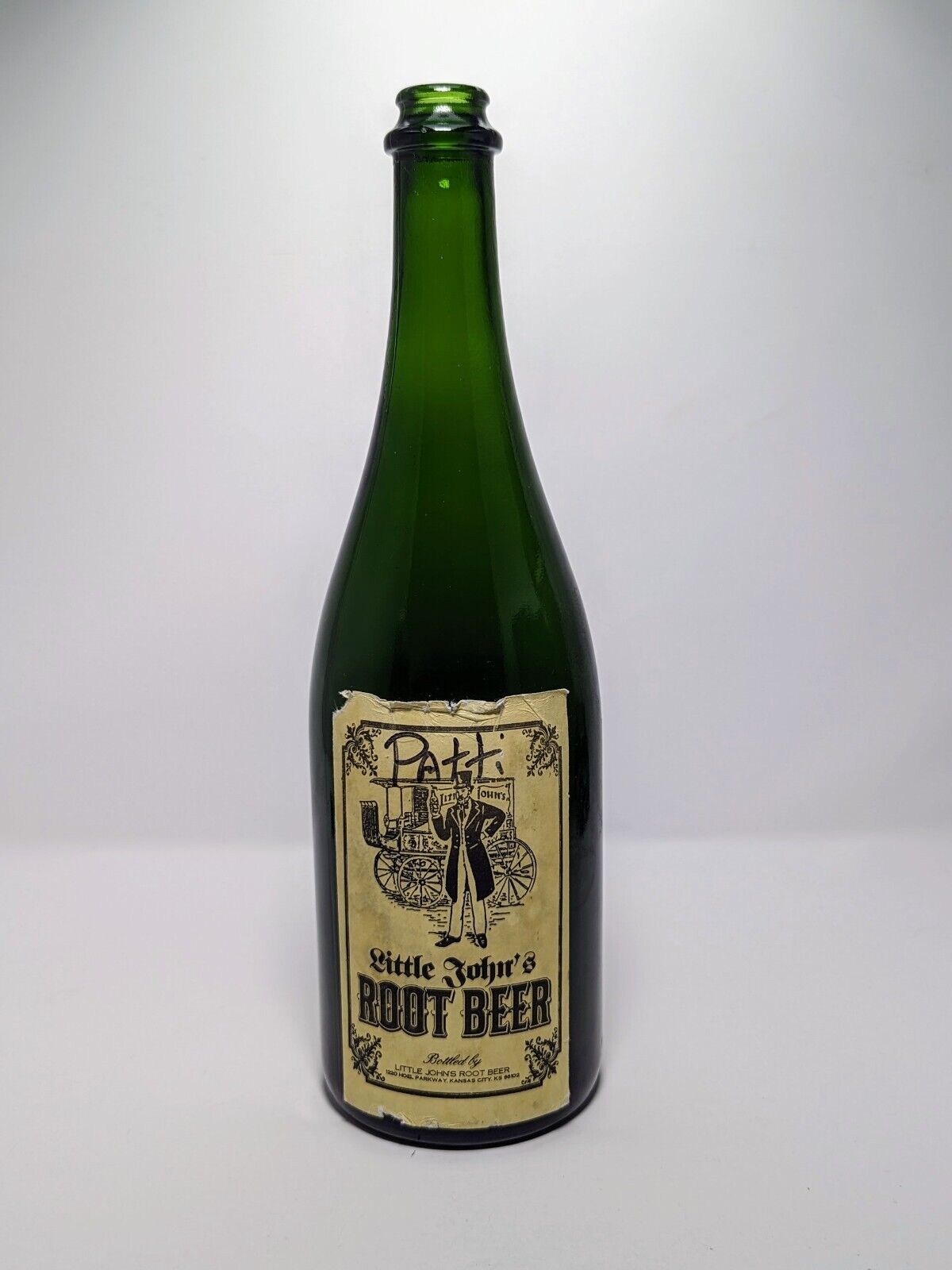 Vintage Collectible Little John’s Root Beer Rare,Green Bottle Kansas City Kansas