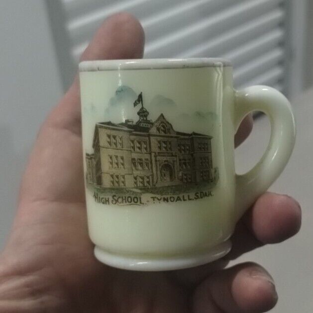 Vintage Tyndall  High School, South Dakota Custard Uranium Scarce  Mini Cup