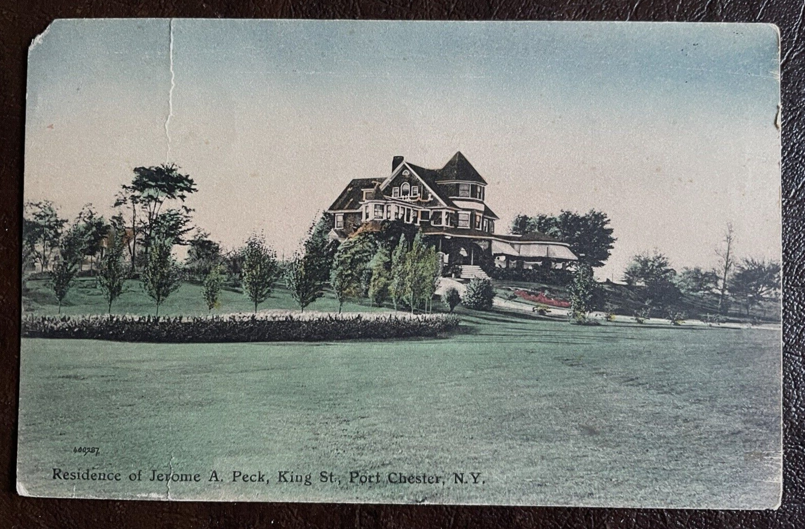 Postcard Port Chester New York King Street Jerome Peck House Vintage