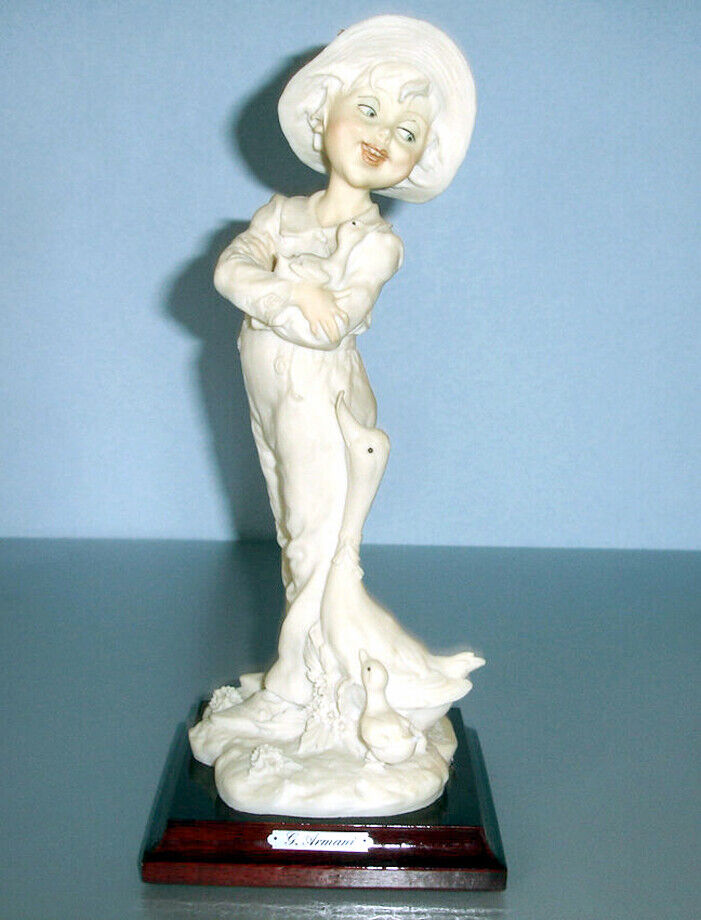Giuseppe Armani Vintage Girl Figurine w/Geese Ducks 10.5\