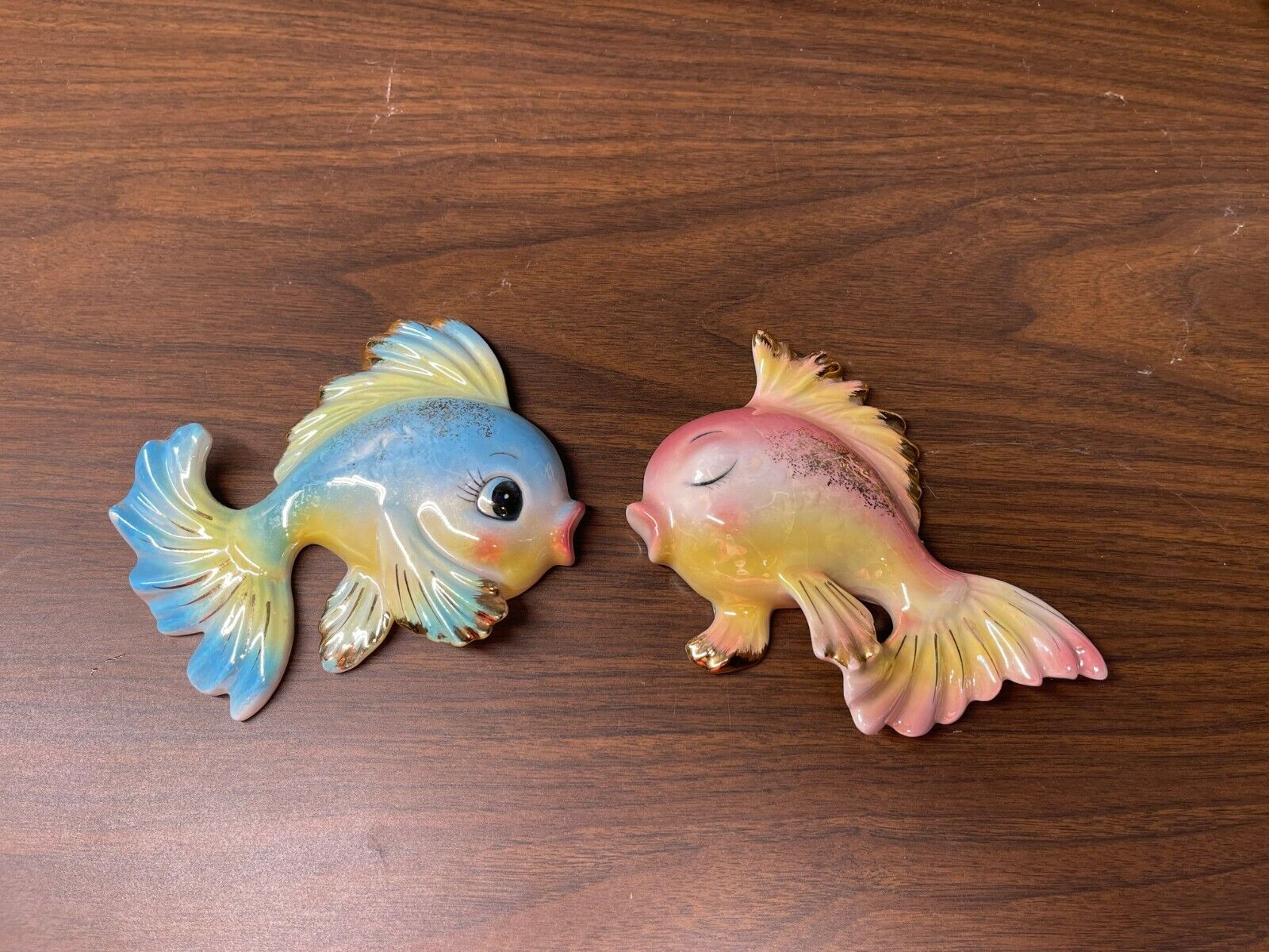 Vintage Norcrest Lefton Anthropomorphic Wall Fish Pair