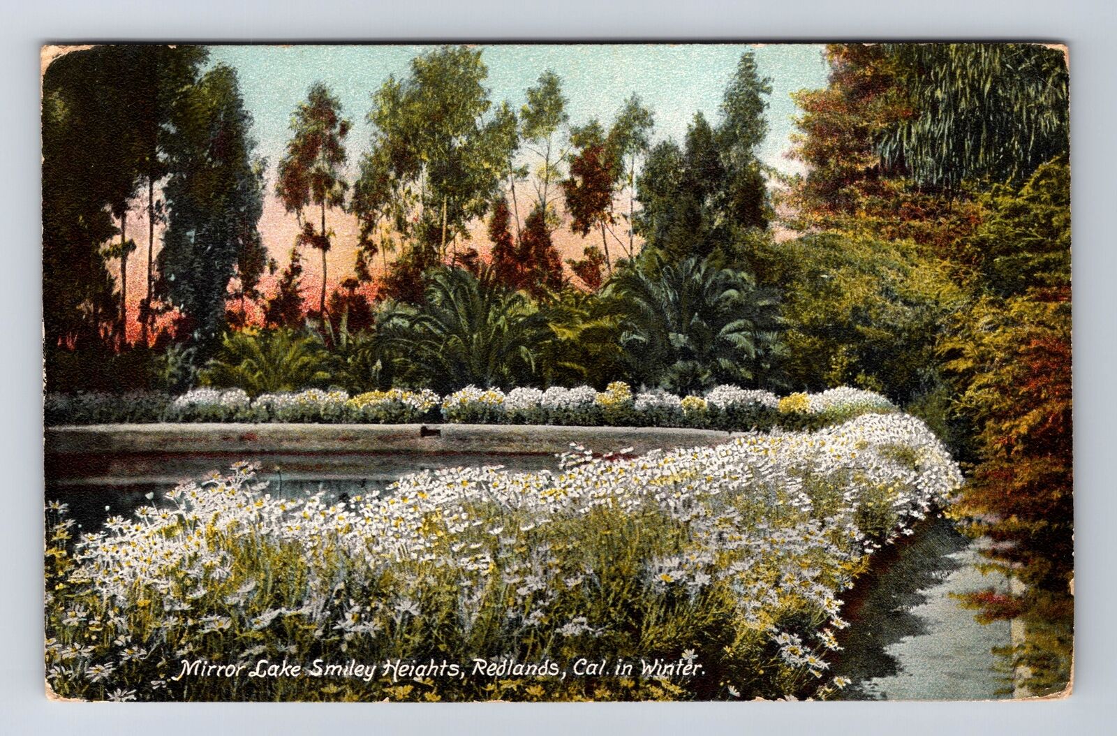 Redlands CA-California, Mirror Lake Smiley Heights In Winter, Vintage Postcard