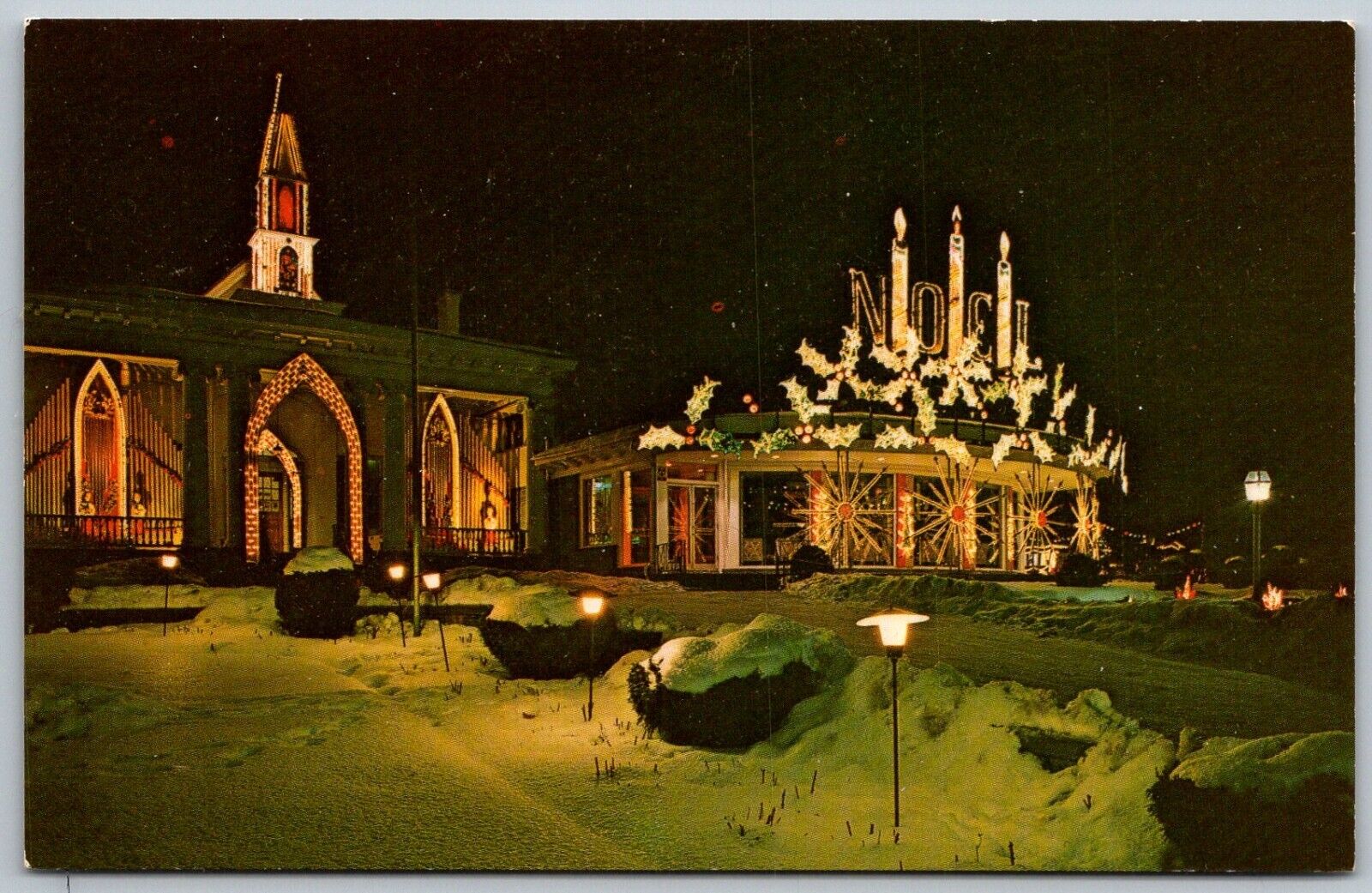 Oriskany New York 1960s Postcard Trinkhaus Manor at Christmas
