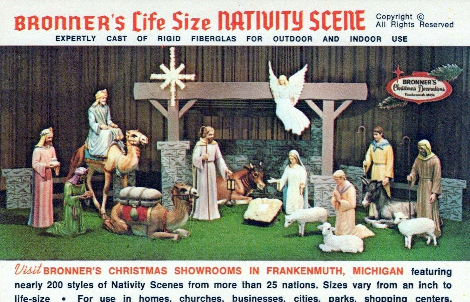 Bronner\'s Life Size Nativity Scene Frankenmuth Michigan Vintage Chrome Post Card
